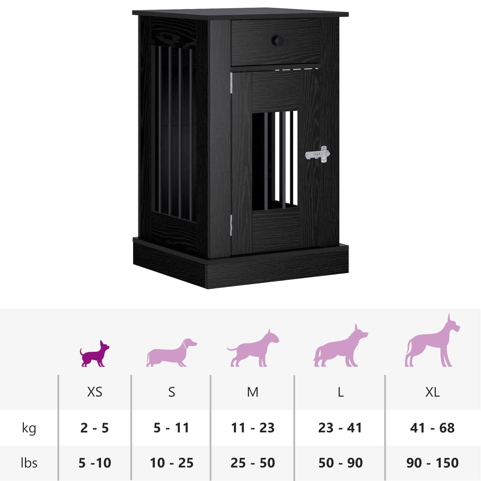 Mobile da cassa per cani Rovere Nero 50 x 47,5 x 80 cm — miniatura 10 di 10