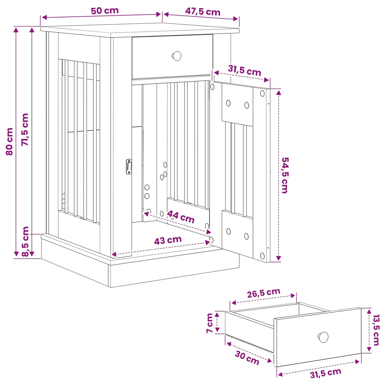 Mobile da cassa per cani Rovere Sonoma 50 x 47,5 x 80 cm — miniatura 9 di 10
