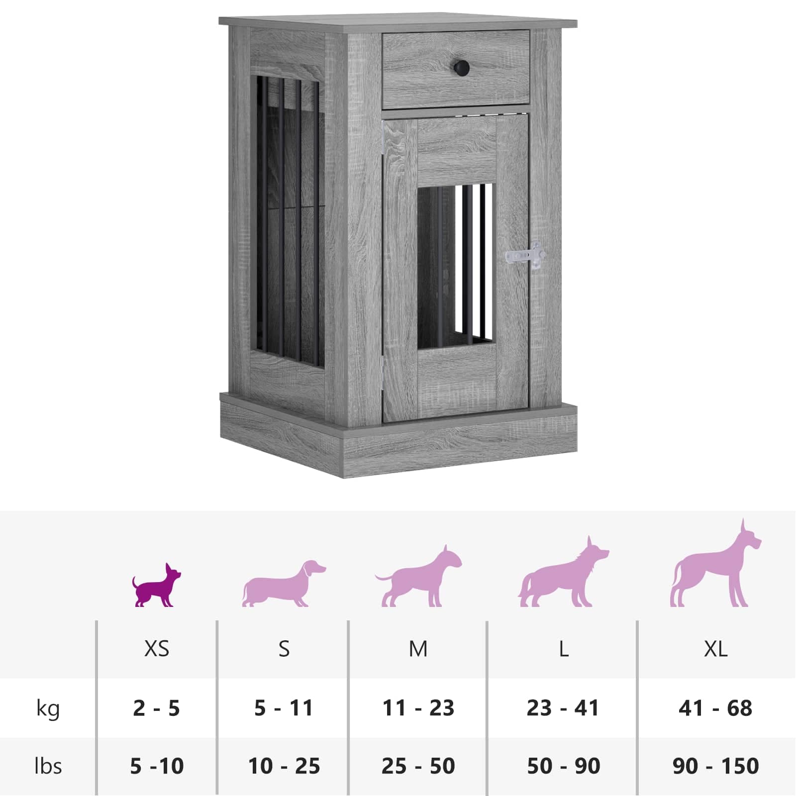 Mobile da cassa per cani Sonoma grigio 50 x 47,5 x 80 cm — miniatura 10 di 10