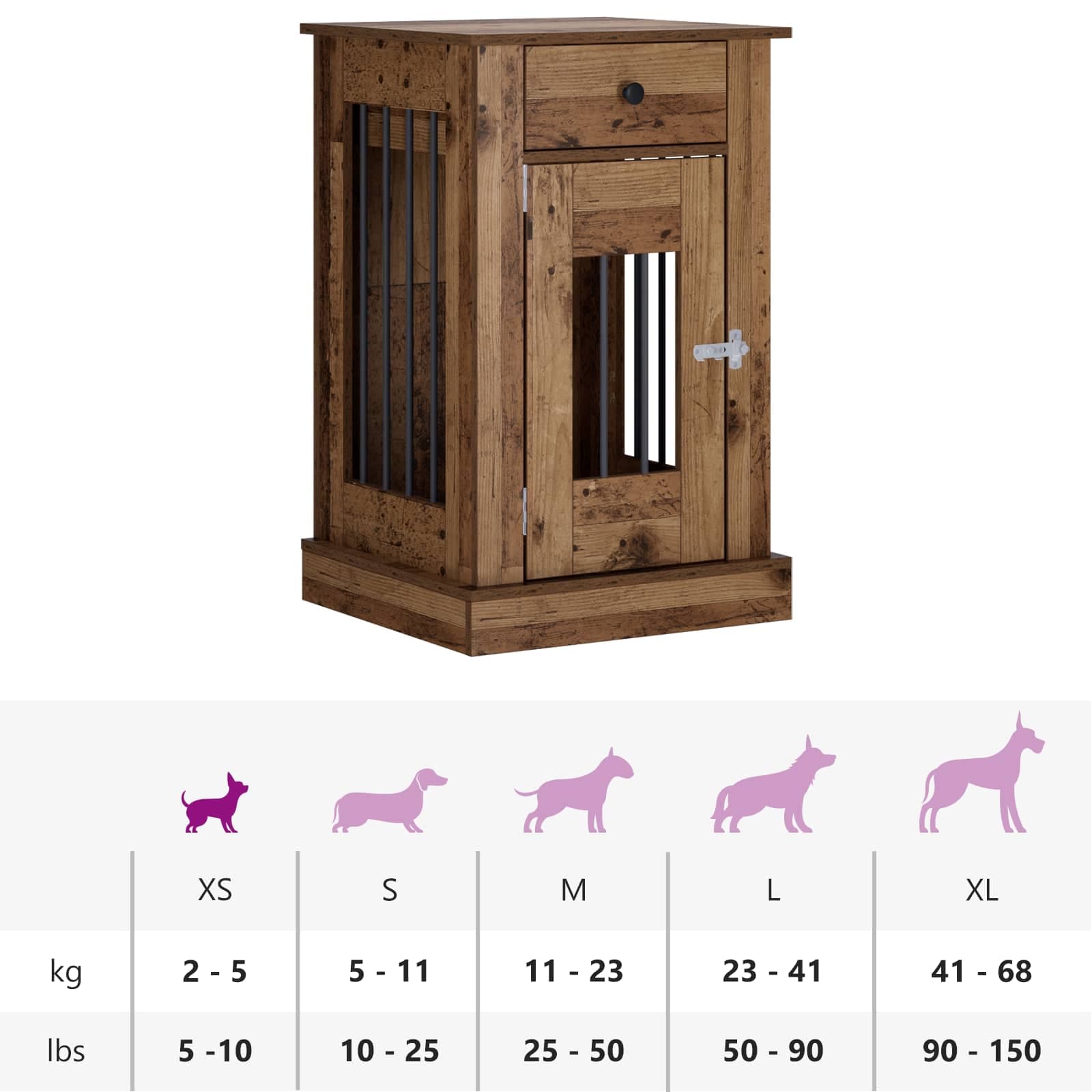 Mobile da cassa per cani Legno antico 50 x 47,5 x 80 cm — miniatura 10 di 10