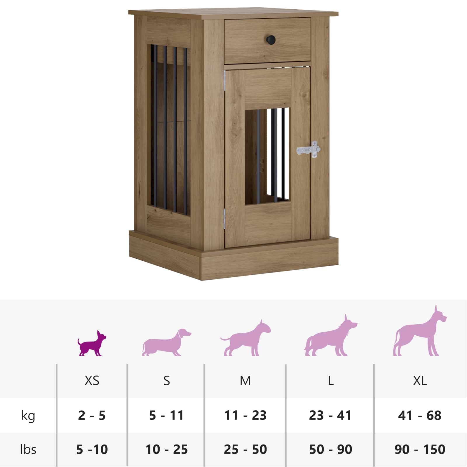 Mobile da cassa per cani Rovere Artigianale 50 x 47,5 x 80 cm — miniatura 10 di 10