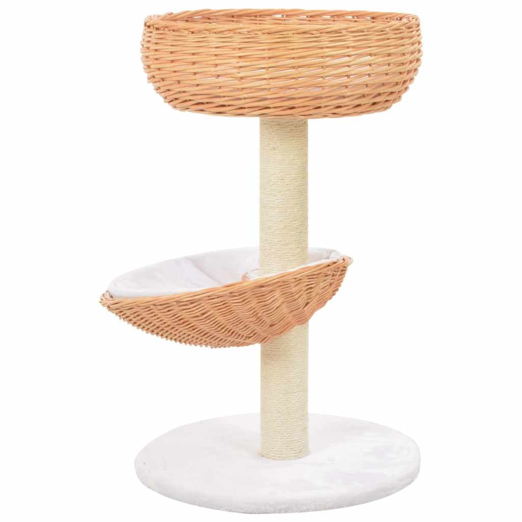 Albero per Gatti in Salice Naturale 68 cm con 2 Ceste