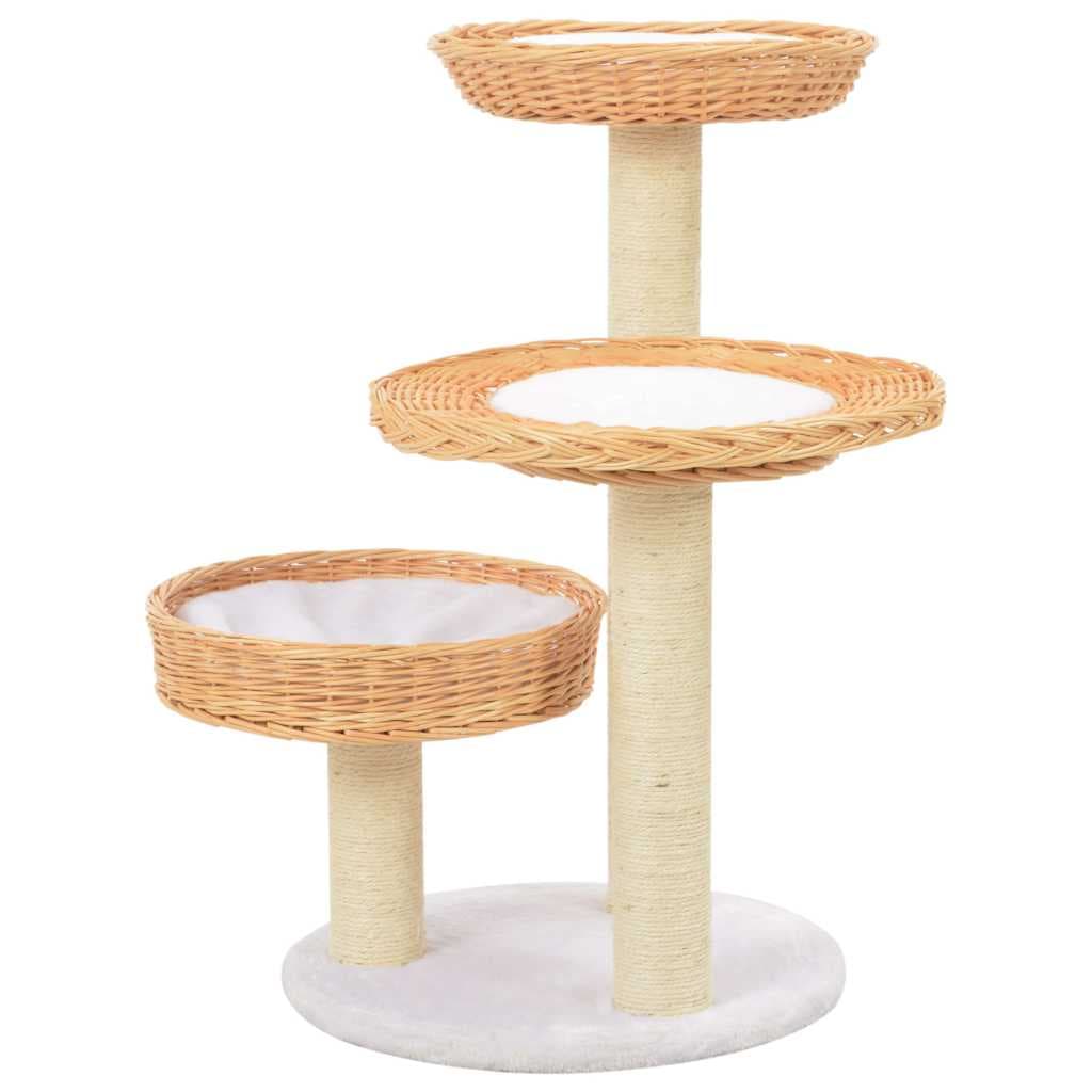 Albero per Gatti in Salice Naturale 68 cm con 3 Ceste