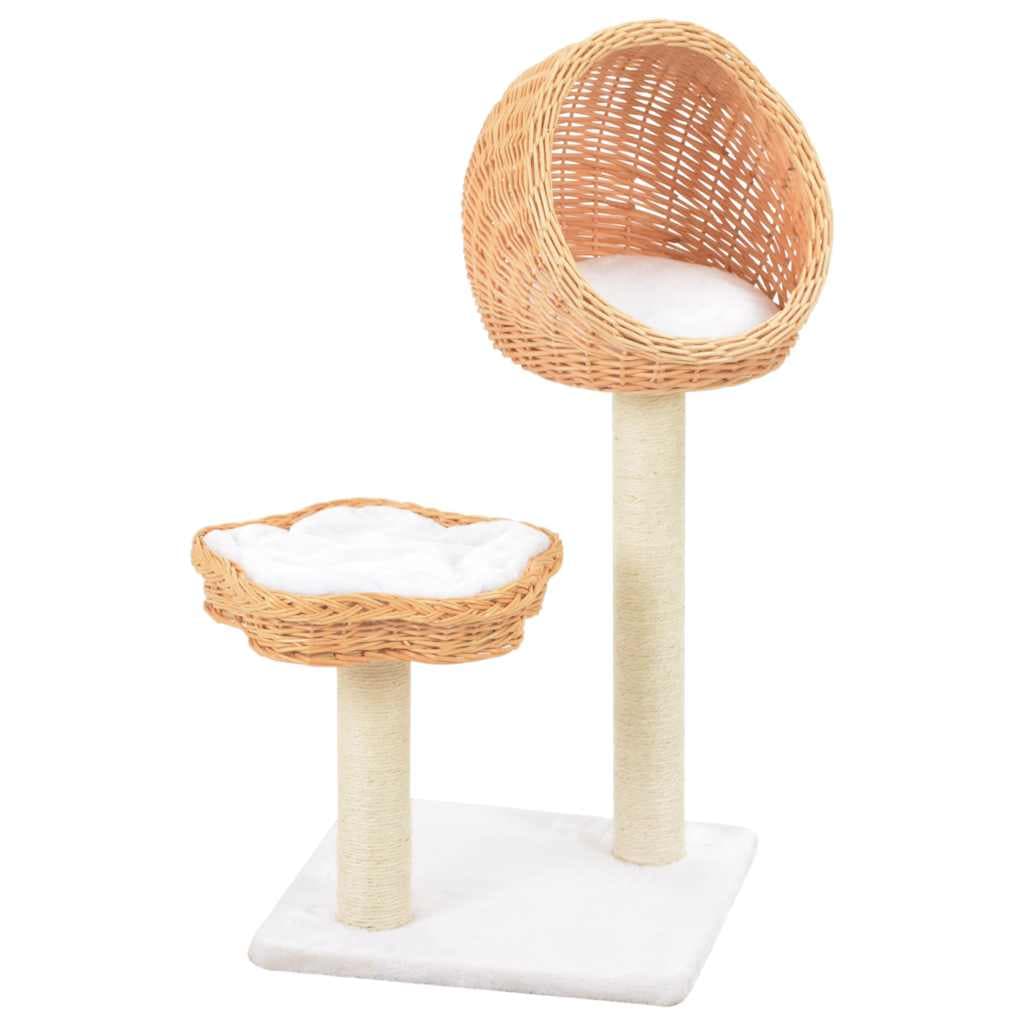 Albero per Gatti in Salice Naturale 85 cm con 2 Ceste