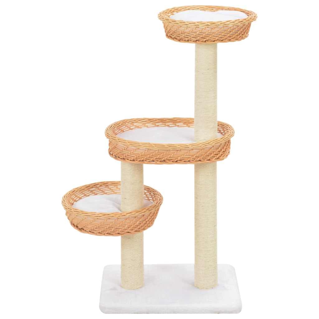 Albero per Gatti in Salice Naturale 85 cm con 3 Ceste