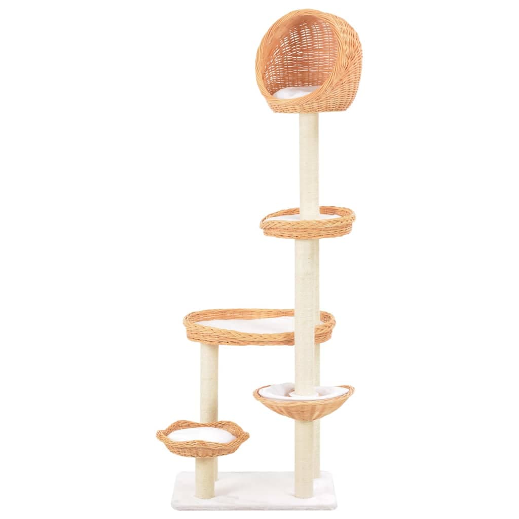 Albero per Gatti in Salice Naturale 172 cm con 5 Ceste