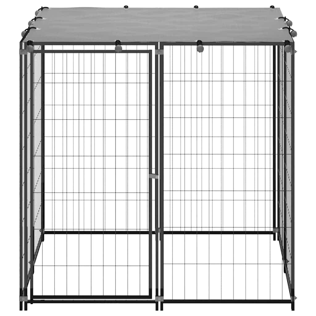 Gabbia per Cani Nera 110x110x110 cm in Acciaio