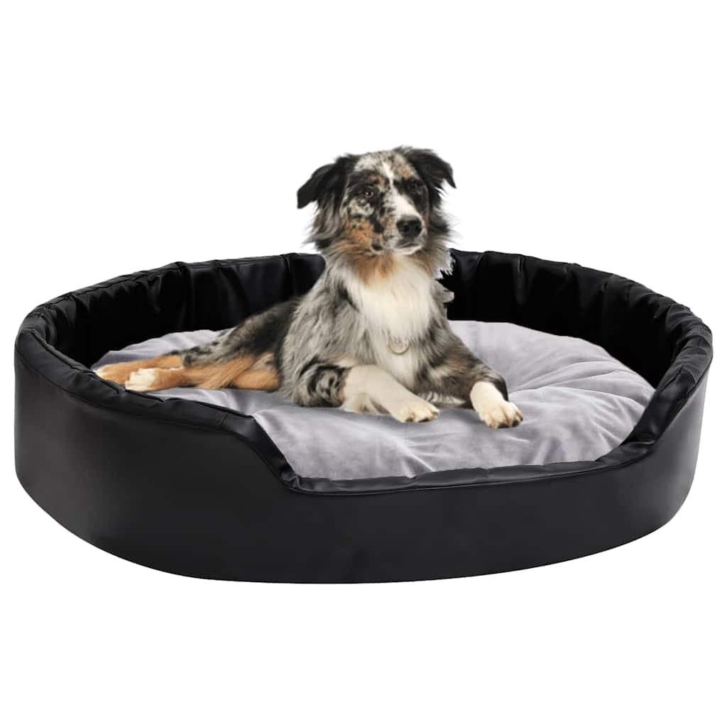 Lettino per Cani Nero e Grigio 90x79x20 cm Peluche e Similpelle