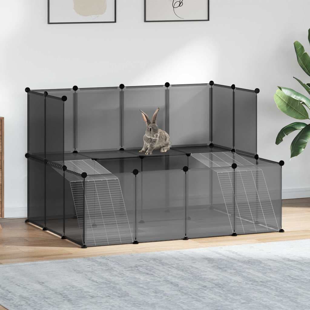 Gabbia per Piccoli Animali Nera 143x107x93 cm in PP e Acciaio