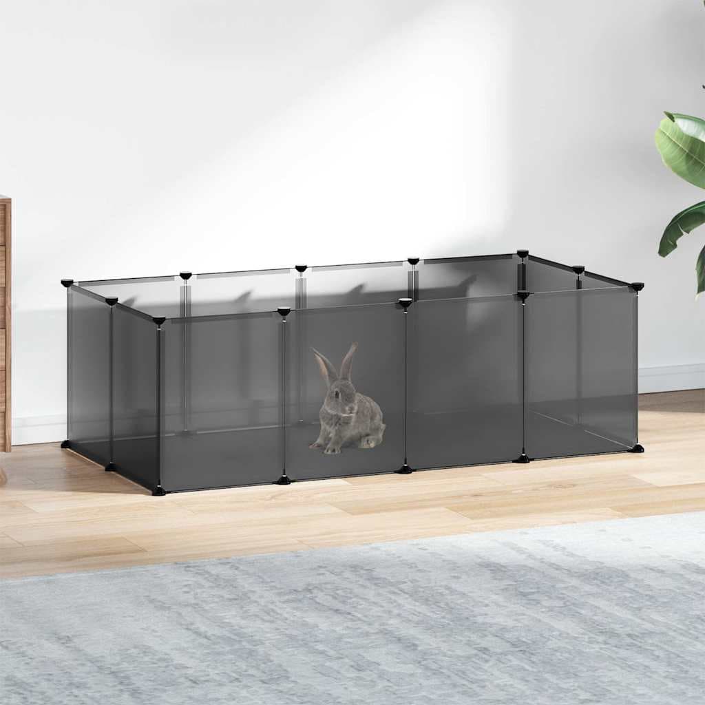 Gabbia per Piccoli Animali Nera 144x74x46,5 cm in PP e Acciaio