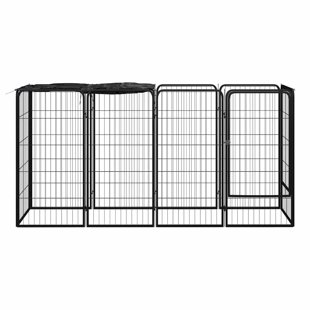 Box Cani 10 Pannelli Nero 50x100 cm Acciaio Verniciato Polvere