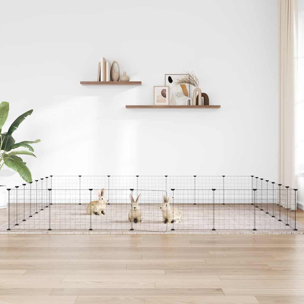 Gabbia per Animali 28 Pannelli con Porta Nero 245x245x35 cm