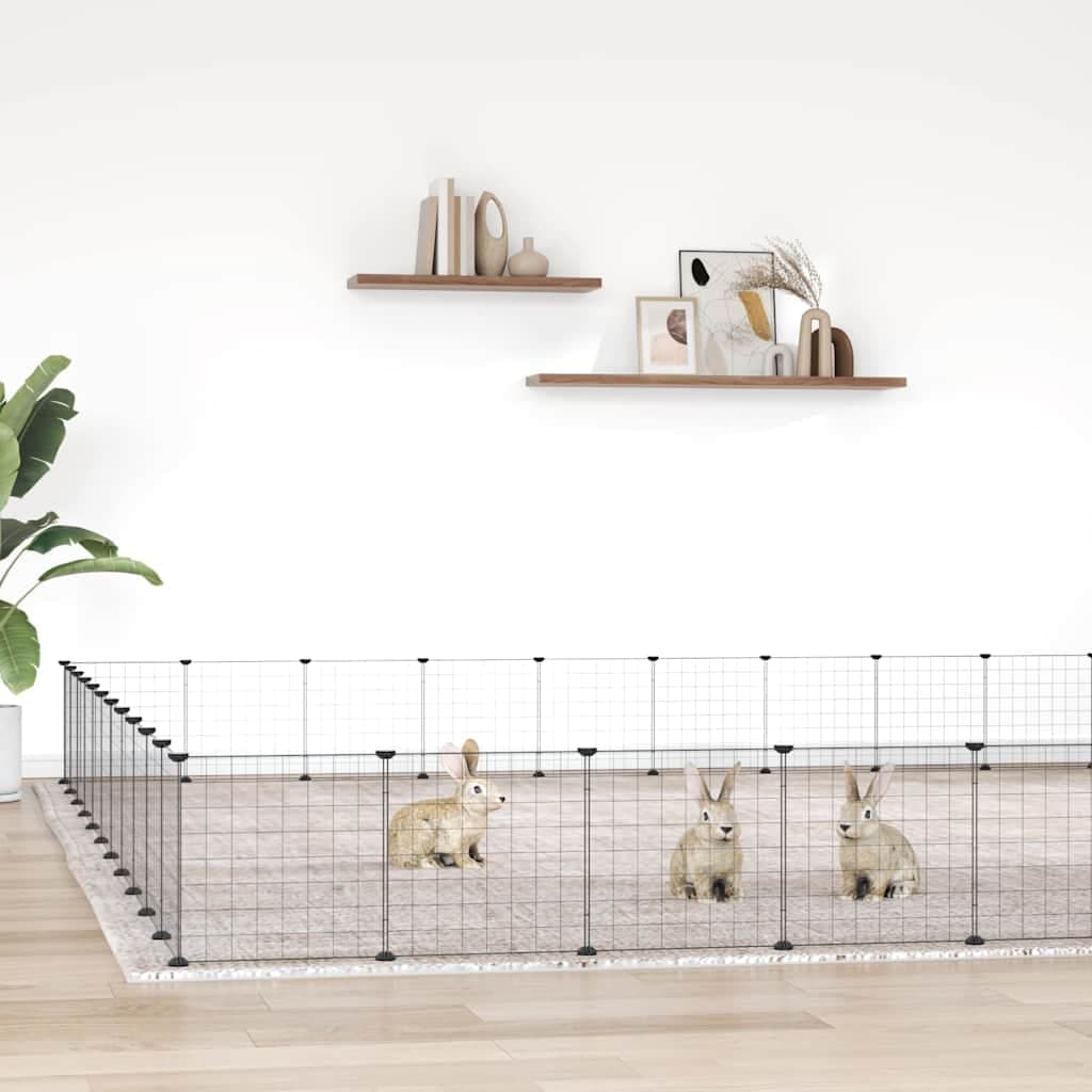Gabbia per Animali 44 Pannelli con Porta Nera 385x385x35 cm