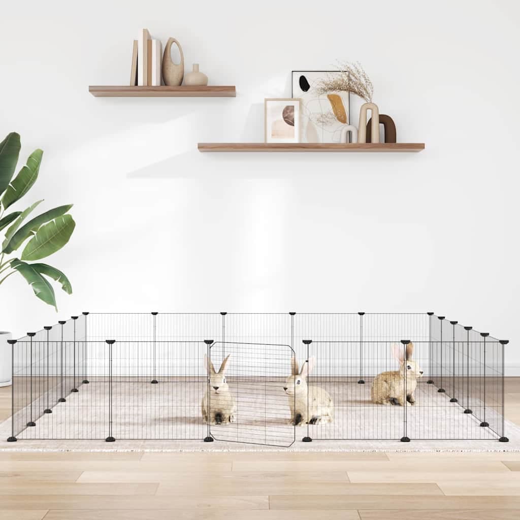 Gabbia per Animali 20 Pannelli con Porta Nera 175x175x35 cm Acciaio