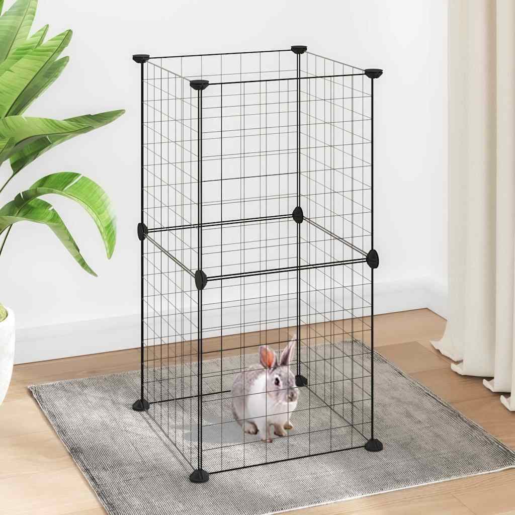 Gabbia per Animali Domestici 8 Pannelli Nero 35x35x70cm Acciaio
