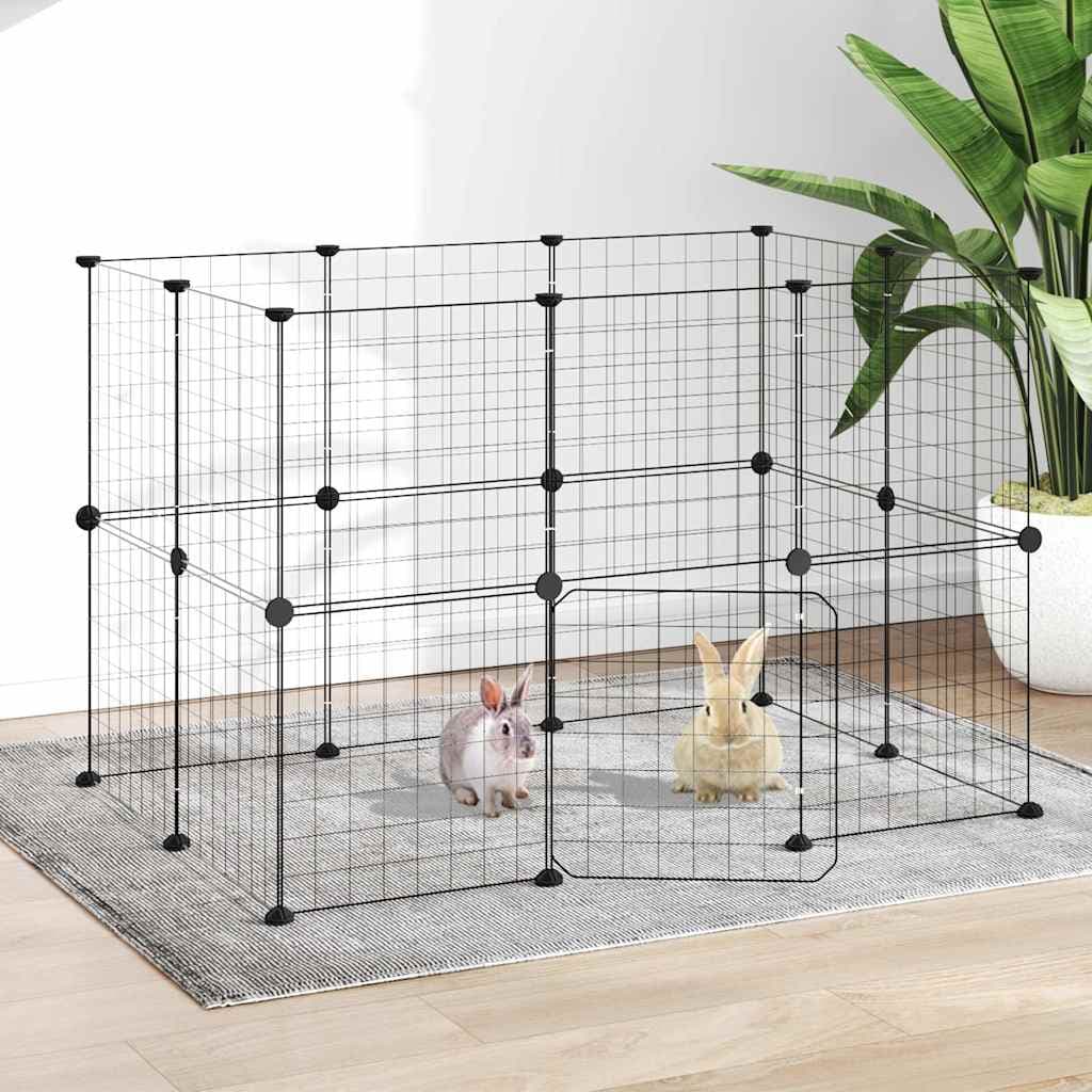Gabbia per Animali 20 Pannelli con Porta Nera 105x70x70 cm