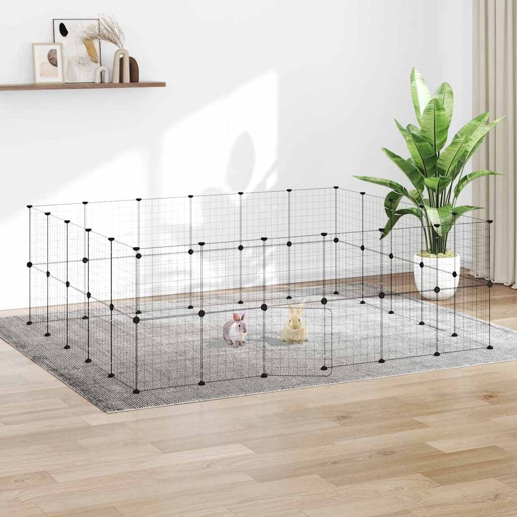 Gabbia per Animali 44 Pannelli con Porta Nera 210x175x70 cm
