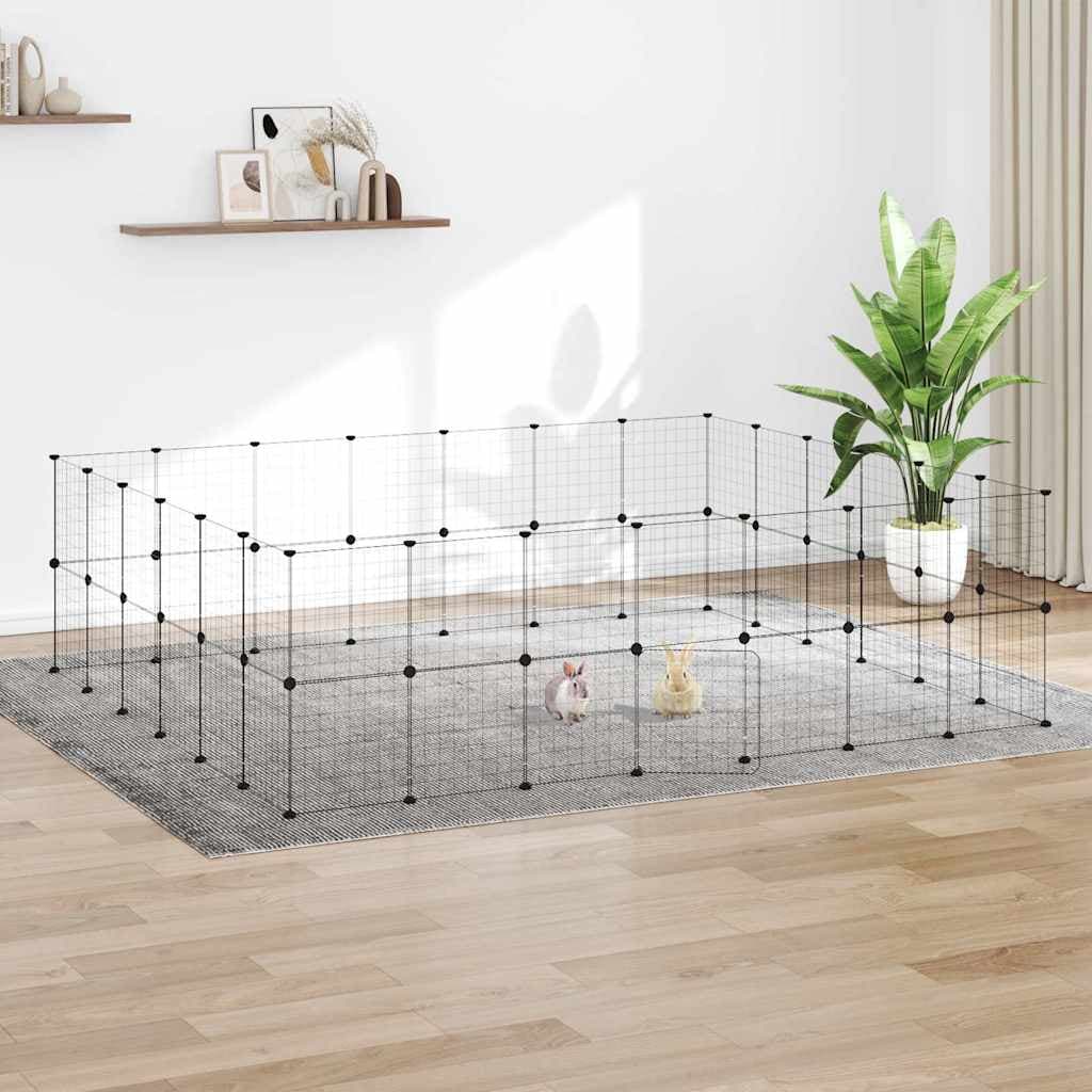 Gabbia per Animali 52 Pannelli con Porta Nero 245x210x70 cm Acciaio