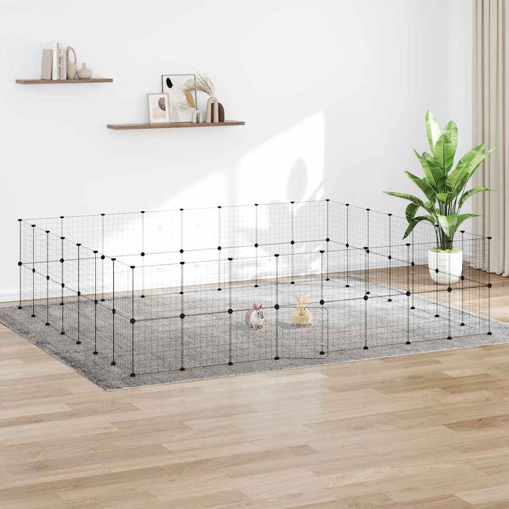 Gabbia per Animali 60 Pannelli con Porta Nera 280x245x70 cm Acciaio