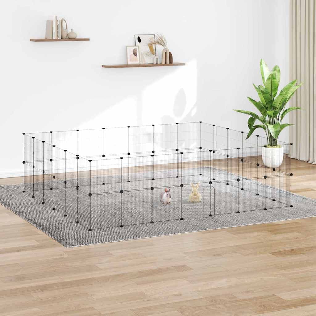 Gabbia per Animali 52 Pannelli con Porta Nero 245x210x70 cm