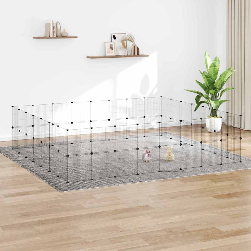 Gabbia per Animali 60 Pannelli con Porta Nera 280x245x70 cm