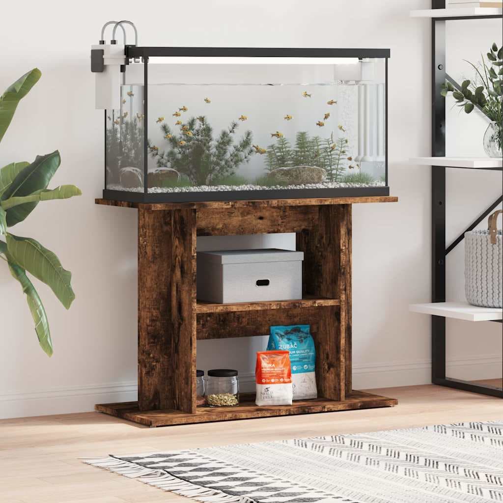 Supporto per acquario in rovere affumicato 80x35x60 cm