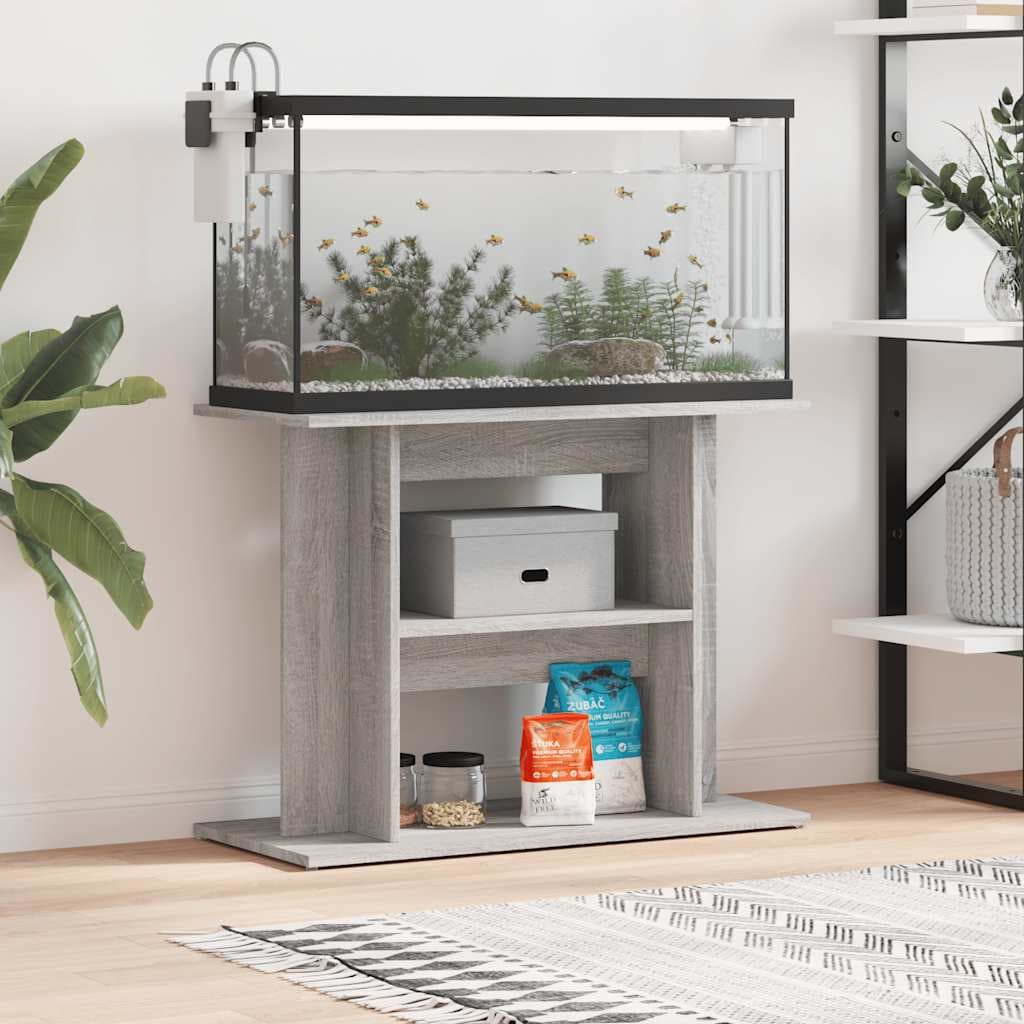 Supporto per acquario Grigio Sonoma 80x35x60 cm