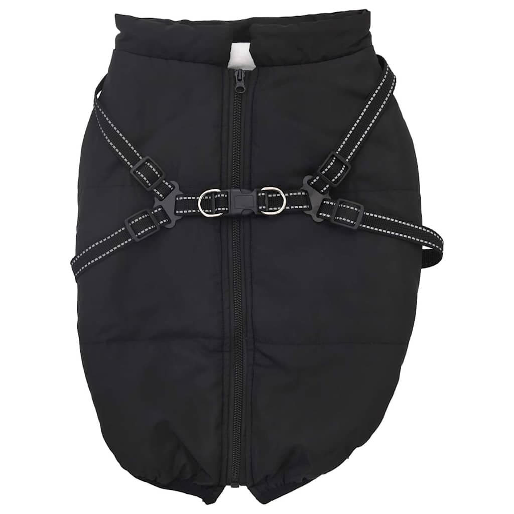 Cappotto Cani con Imbracatura Impermeabile Riflettente Nero L68