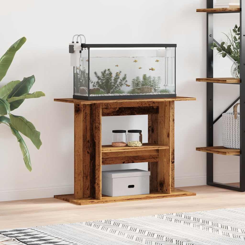 Supporto per acquario in legno antico 80x35x60 cm