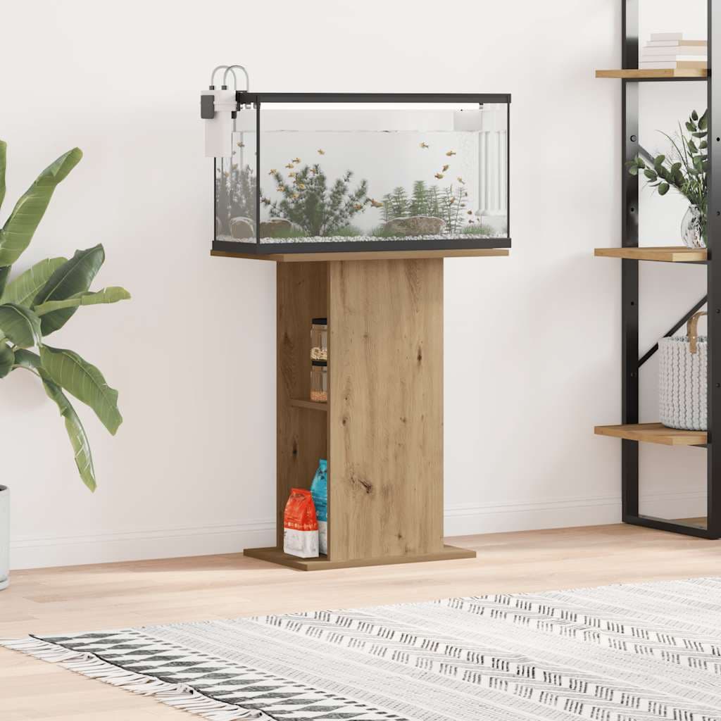 Supporto per acquario artigianale in rovere 36x60,5x72,5 cm
