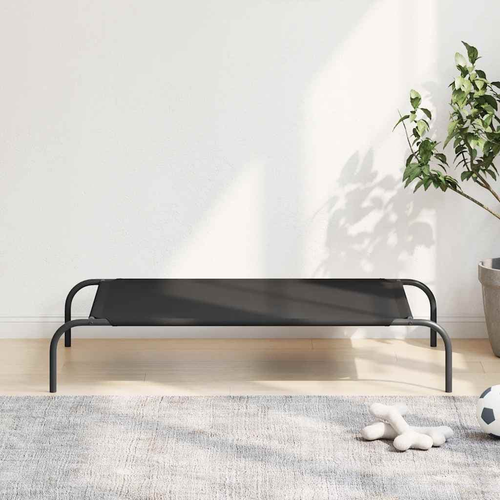 Cuccia per Cani Rialzata Nera 110x65x20cm Tela Oxford e Acciaio