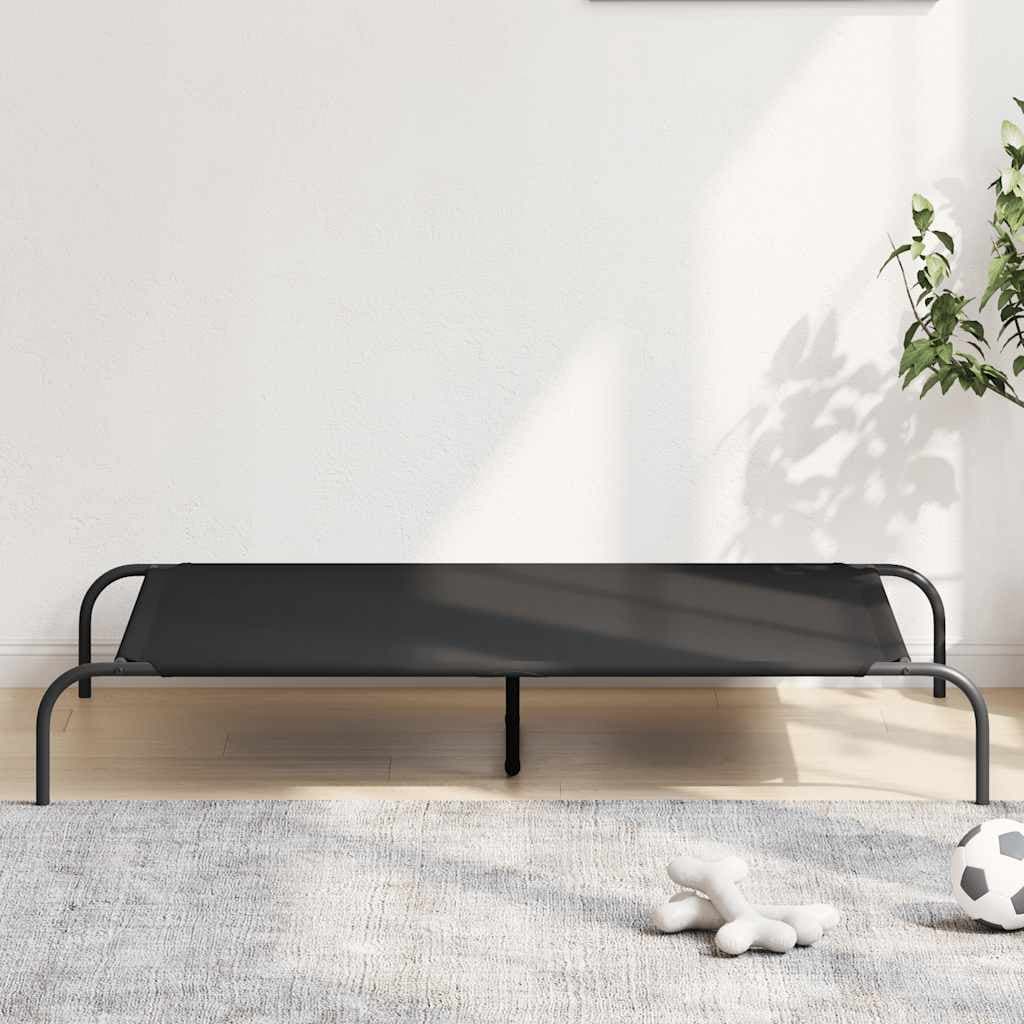 Cuccia per Cani Rialzata Nera 130x80x20cm Tela Oxford e Acciaio