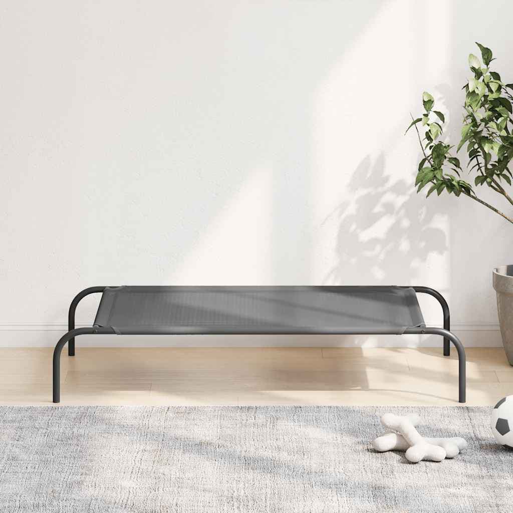 Cuccia per Cani Rialzata Grigia 110x65x20cm Textilene e Acciaio