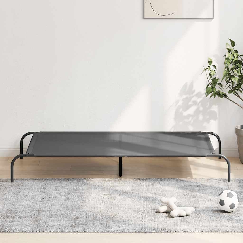 Cuccia per Cani Rialzata Grigia 150x90x20cm Textilene e Acciaio