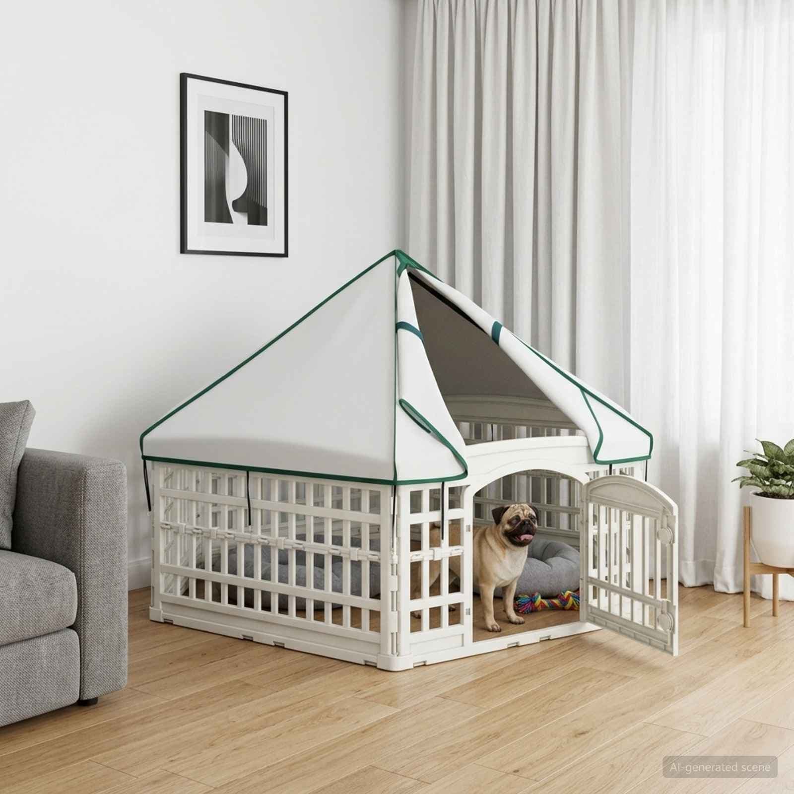 Panchetto per Cani a 6 Pannelli 177,5 x 154,5 x 112 cm Plastica