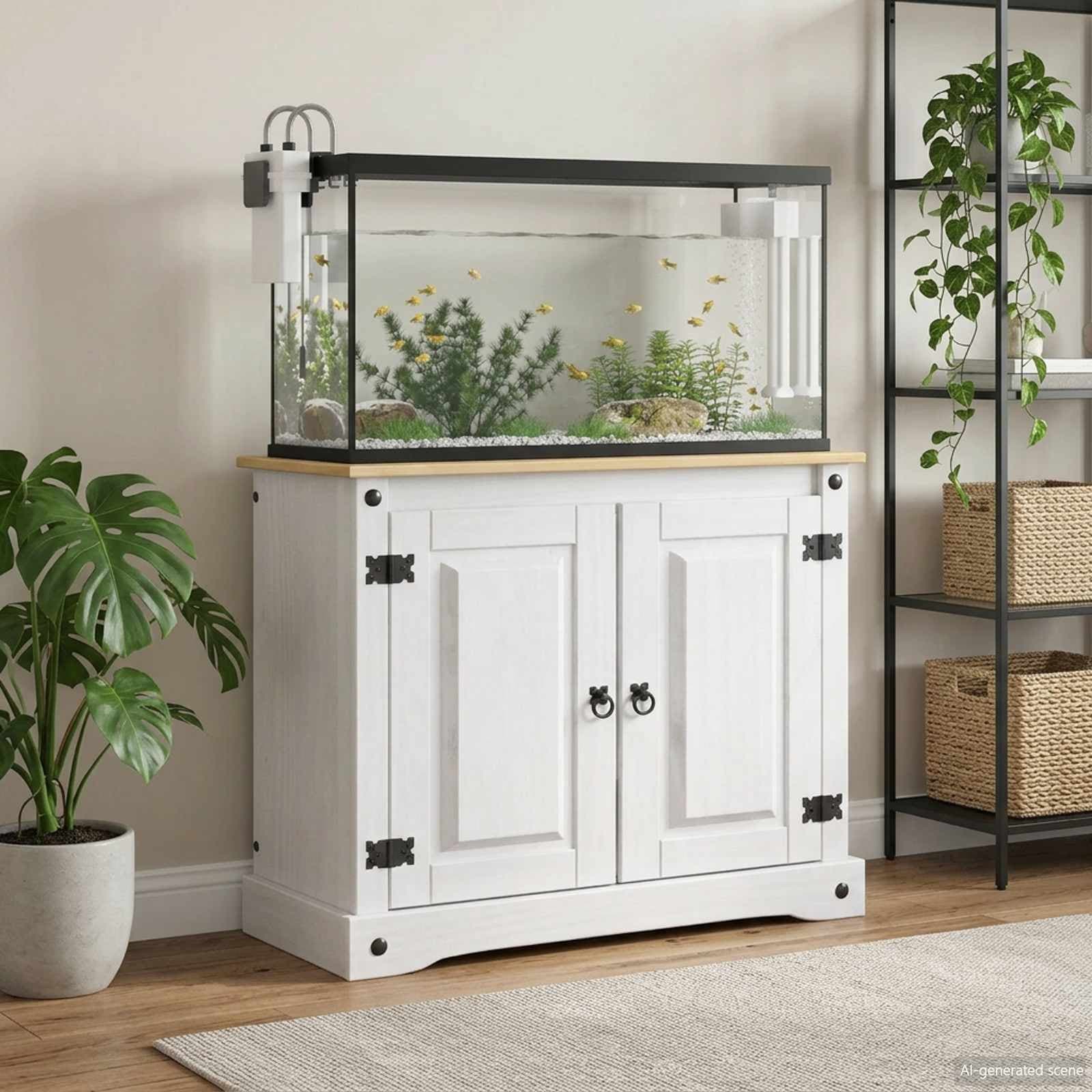 Supporto per Acquario CORONA Bianco e marrone 81,5 x 37 x 73 cm